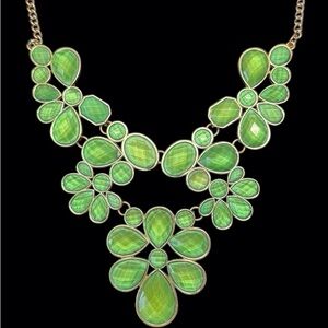 Vibrant Green Floral Statement Necklace